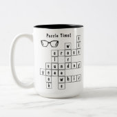 Leuke kruiswoordpuzzel zwart-wit tweekleurige koffiemok (Links)