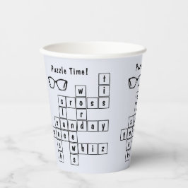 Leuke kruiswoordpuzzel, zwarte brillenglas Lijsten Papieren Bekers