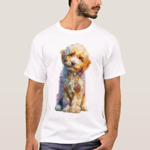 Leuke Krullende Vacht Gouden Doodle Puppy Mannen T-shirt