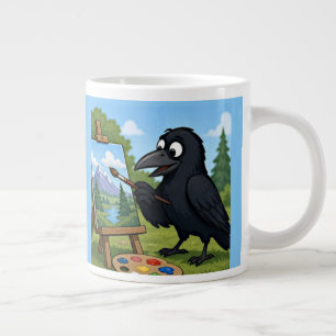 Leuke Kunstenaar Kraai Schildert Landschapskunst Grote Koffiekop