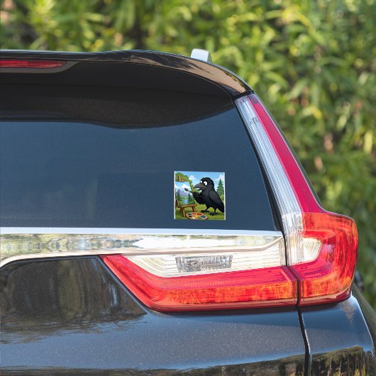 Leuke Kunstenaar Kraai Schildert Landschapskunst Sticker (Auto Zijkant)