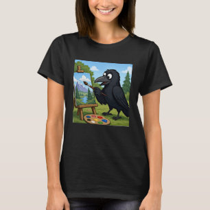 Leuke Kunstenaar Kraai Schildert Landschapskunst T-shirt