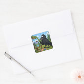 Leuke Kunstenaar Kraai Schildert Landschapskunst Vierkante Sticker (Envelop)
