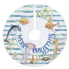 Leuke Kust Strand Thema Prettig Kerstfeest  Imitatie Linnen Kerstboom Kleed