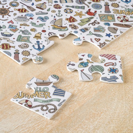 Leuke Kust Zomer Strand Illustraties Legpuzzel (Zijkant)