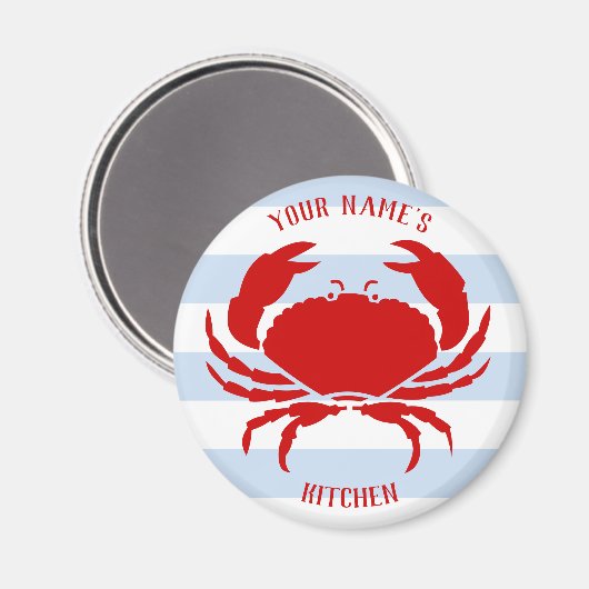 Leuke kustkrab met jouw naam nautisch strand magneet (Voorkant / Achterkant)