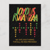 Leuke KWANZAA Principes Kruiswoordraadsel Briefkaart (Voorkant)