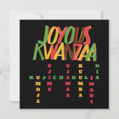 Leuke KWANZAA Principes Kruiswoordraadsel Kaart (Voorkant)