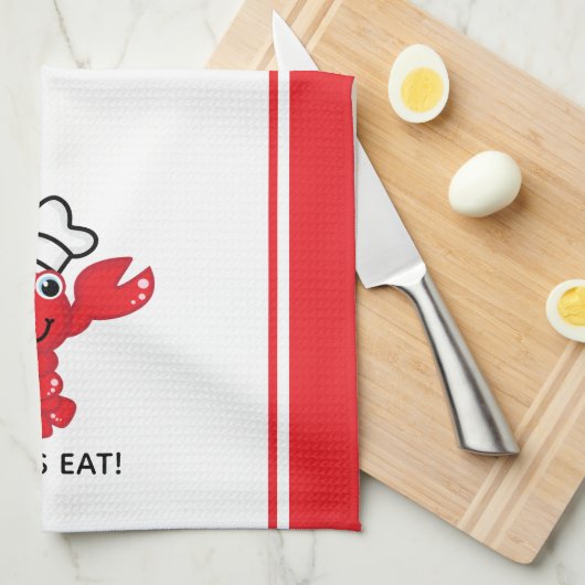 Leuke lachende Cartoon rode kreeft Theedoek (Quarter Fold)