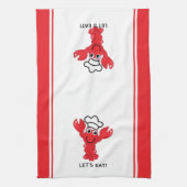 Leuke lachende Cartoon rode kreeft Theedoek (Verticaal)