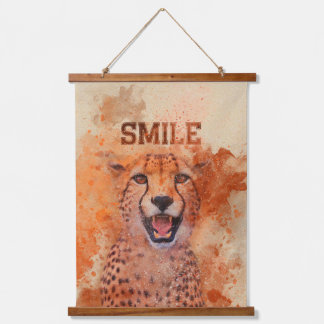 Leuke lachende cheetah waterverf schilderij hangend wandkleed