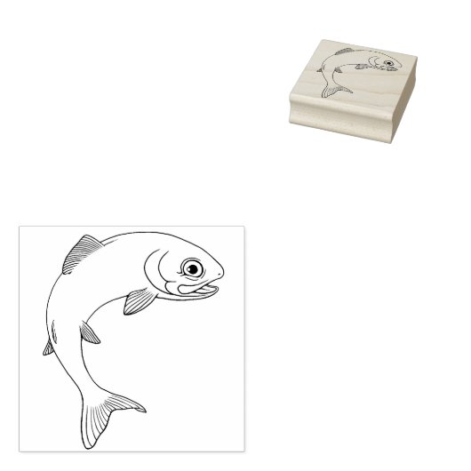 Leuke lachende forel vis rubberstempel (Gestempeld)