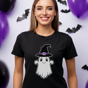 Leuke lachende geest die een heks Pet draagt Hallo T-shirt