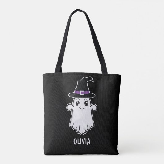 Leuke lachende geest die een heks Pet draagt Hallo Tote Bag (Achterkant)