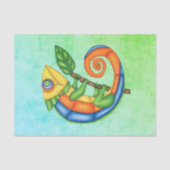 Leuke lachende hagedis Heldere kleuren Blauw Blauw Tissuepapier (Voorkant)