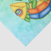 Leuke lachende hagedis Heldere kleuren Blauw Blauw Tissuepapier (Detail)