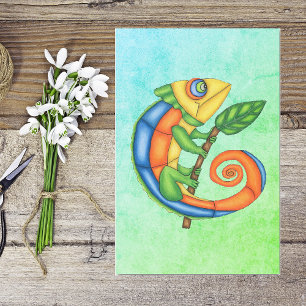 Leuke lachende hagedis Heldere kleuren Blauw Blauw Tissuepapier