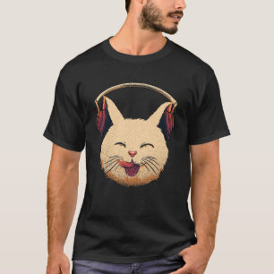 Leuke lachende kitten met hoofdtelefoon muzikale k t-shirt