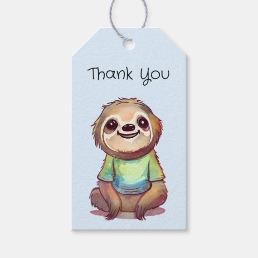 Leuke lachende luiaard die een Shirt draagt Dank u Cadeaulabel (Voorkant)