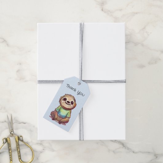 Leuke lachende luiaard die een Shirt draagt Dank u Cadeaulabel (Met Touw)