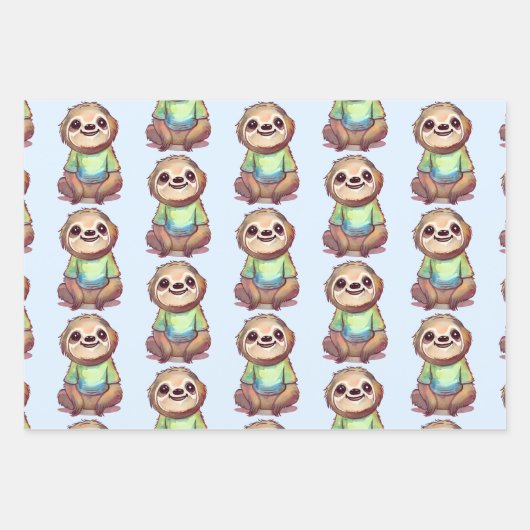 Leuke lachende luiaard die een Shirt draagt Inpakpapier Vel (Voorkant)