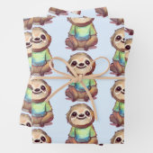 Leuke lachende luiaard die een Shirt draagt Inpakpapier Vel (In situ)