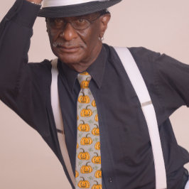 Leuke lachende pompoenen Halloween grijs Stropdas