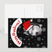 Leuke lachende Santa Husky in rood pet Briefkaart (Voorkant / Achterkant)