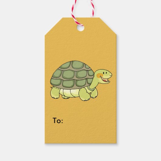 Leuke lachende schildpad cadeaulabel (Voorkant)