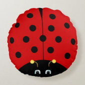 Leuke Lady Bug Cartoon in Zwart & Rood Rond Kussen (Voorkant)