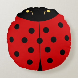 Leuke Lady Bug in Zwart & Rood Rond Kussen