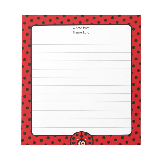 Leuke Lady Bug Lined Notitieblok (Voorkant)