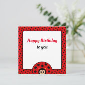 Leuke Lady Bug Verjaardag Flat Kaart (Staand voorkant)