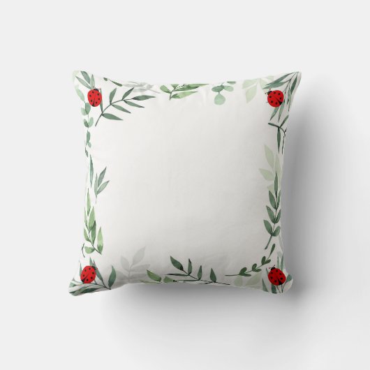 Leuke Lady Bugs en Plant Bladeren Kussen (Achterkant)