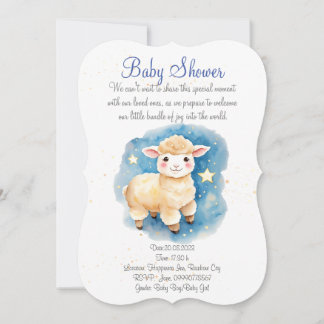 Leuke lams baby shower uitnodiging. Nieuw babyfees Kaart
