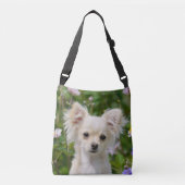 Leuke langharige crème Chihuahua Hondenpuppy - Crossbody Tas (Voorkant)