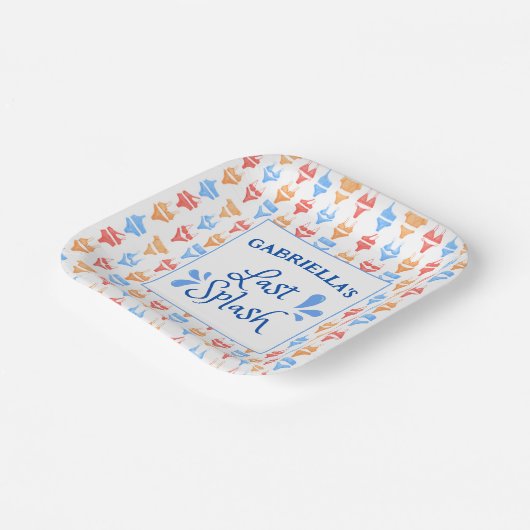 Leuke "Last Splash" Thema Persoonlijke Bachelorett Papieren Bordje (Gebogen)