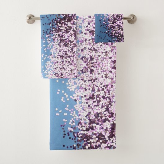 Leuke lavendel Confetti op blauw Bad Handdoek (Insitu)