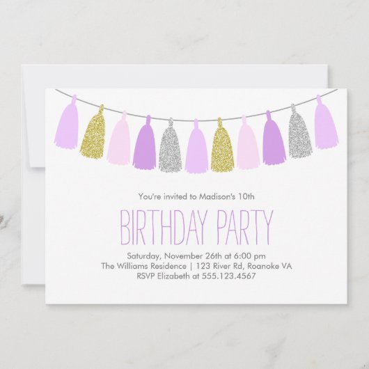 Leuke Lavendel Garland Meisjes Verjaardagsfeestje Kaart (Voorkant)