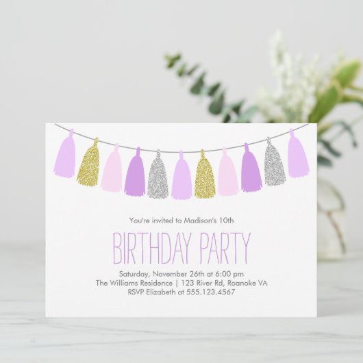 Leuke Lavendel Garland Meisjes Verjaardagsfeestje Kaart (Staand voorkant)