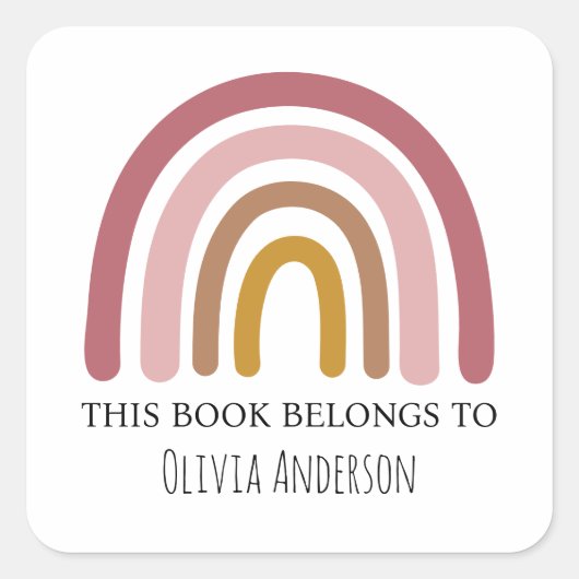 Leuke Lavendel Waterverf Regenboog Dit boek hoort  Vierkante Sticker (Voorkant)