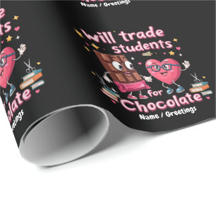 Leuke "Leerlingen geruild voor Chocolade" Valentij Cadeaupapier
