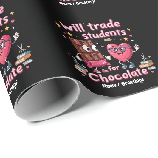 Leuke "Leerlingen geruild voor Chocolade" Valentij Cadeaupapier (Rol Hoek)