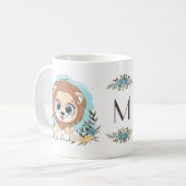 Leuke Leeuw Charmant Floral Monogram Koffiemok (Voorkant links)