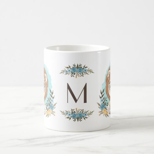 Leuke Leeuw Charmant Floral Monogram Koffiemok (Center)
