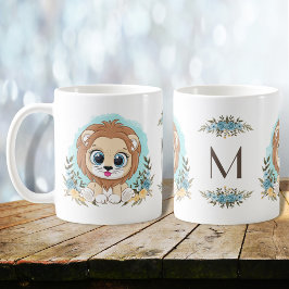 Leuke Leeuw Charmant Floral Monogram Koffiemok