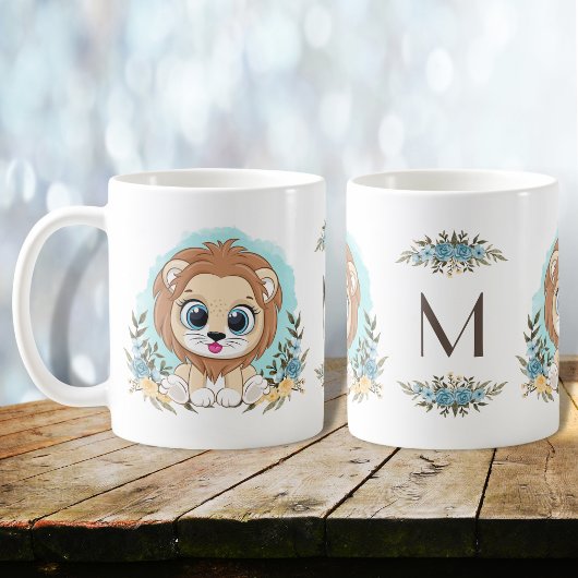 Leuke Leeuw Charmant Floral Monogram Koffiemok