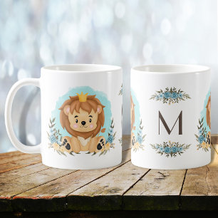 Leuke Leeuw Dragen kroon Charmant Bloemen Monogram Koffiemok