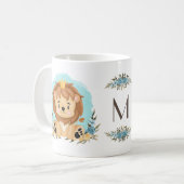 Leuke Leeuw Dragen kroon Charmant Bloemen Monogram Koffiemok (Voorkant links)
