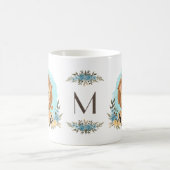 Leuke Leeuw Dragen kroon Charmant Bloemen Monogram Koffiemok (Center)